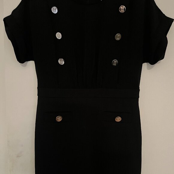 NWT KARL LAGERFELD BLACK DRESS WITH SILVER TONE BUTTONS DETAIL 8 - Picture 4 of 7